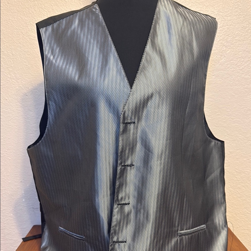 Silver and Black Herringbone Vest